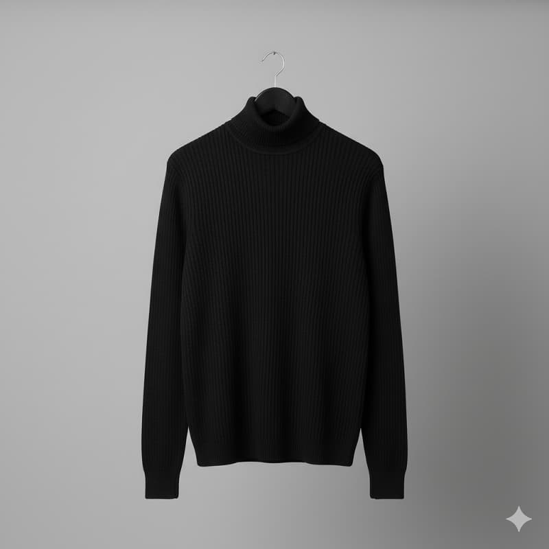 پلیور بافت یقه اسکی مردانه مدل Ersan رنگ مشکی